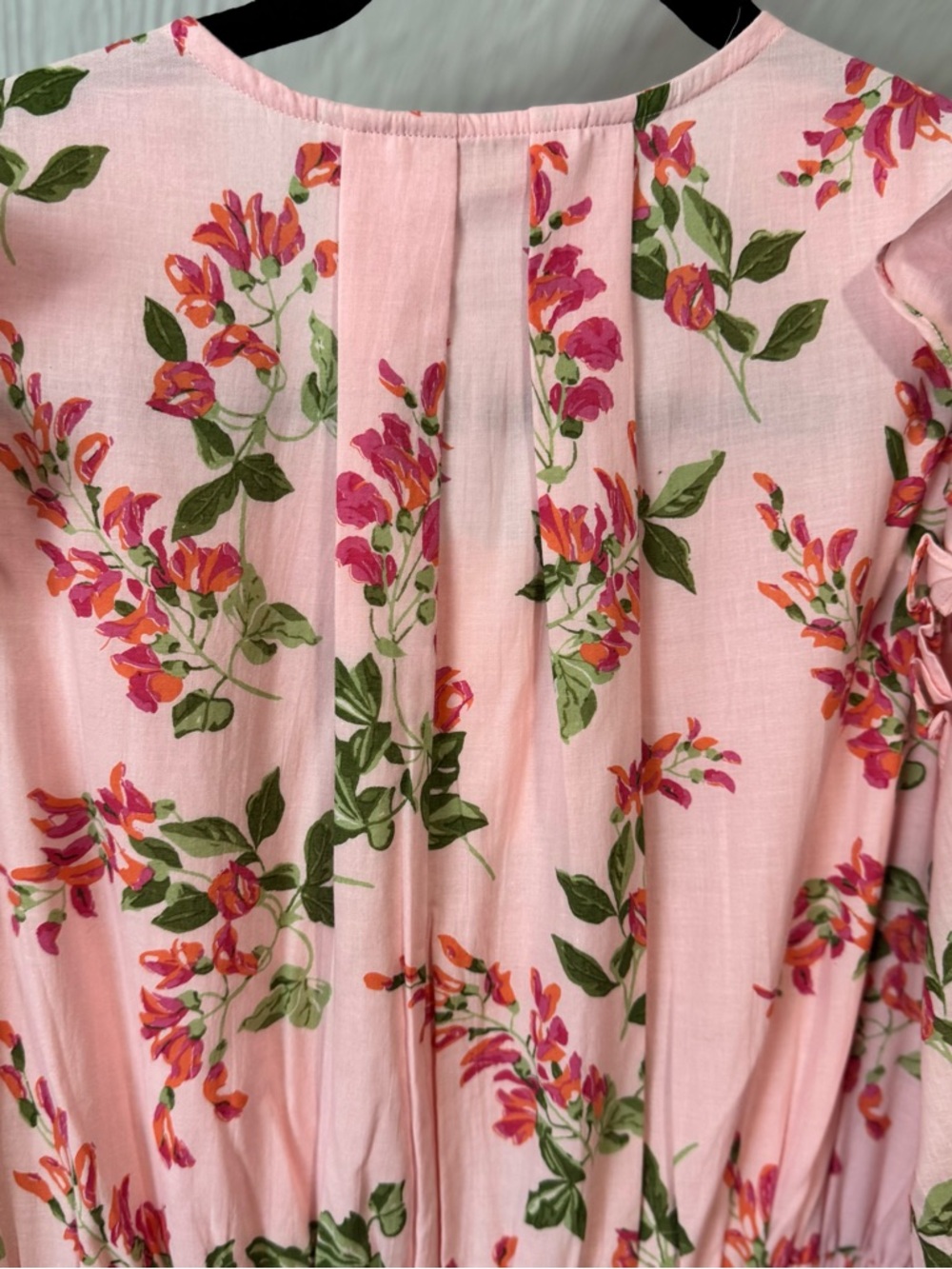 Banjanan Pearl Pink Floral Ruffled Long Sleeve Midi Dress in Wisteria Cabaret M - Picture 13 of 14